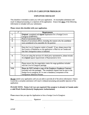 Canada Live-In Caregiver Employer Checklist