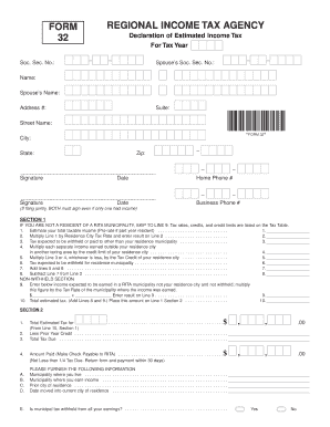 Form 32 Regional Income Tax Declaration