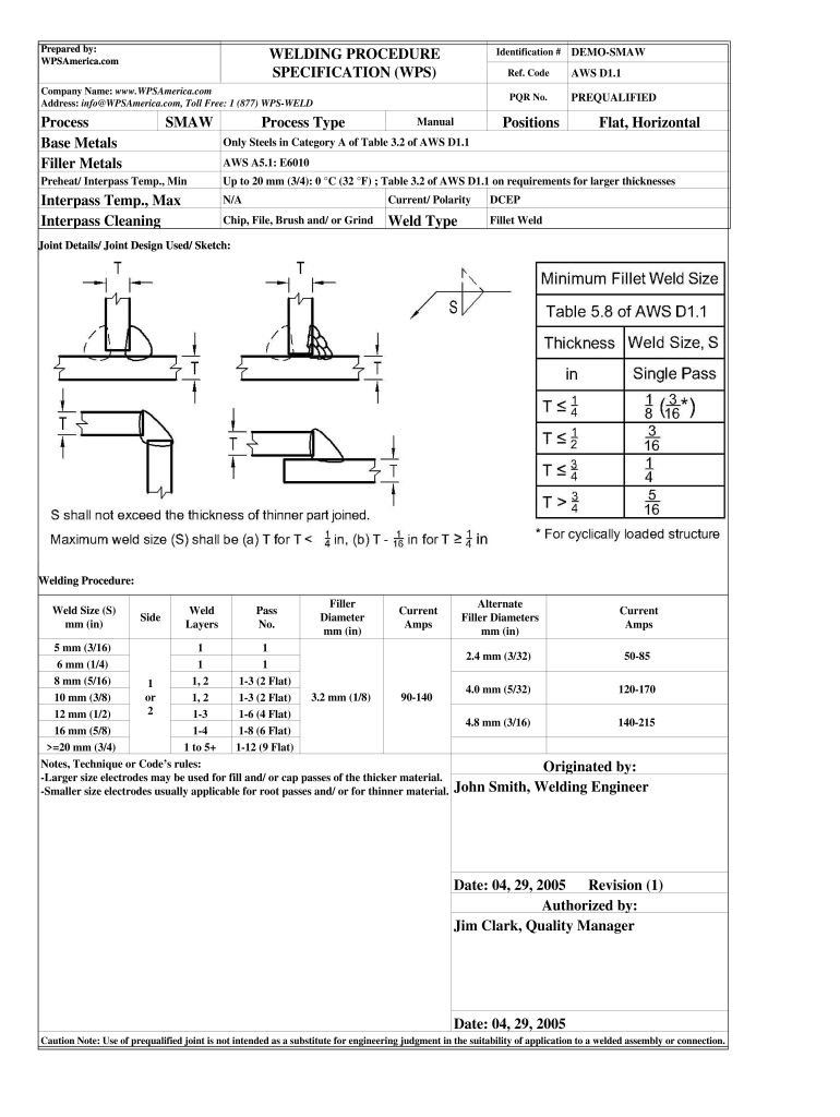 welding procedure specification software Preview on Page 1