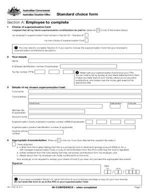 Standard Choice Form for Superannuation