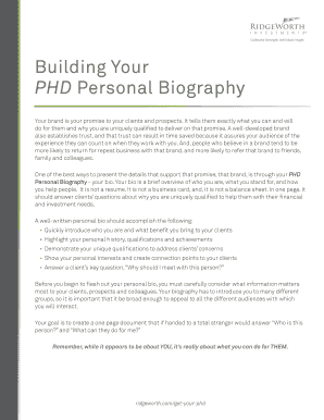 PHD Personal Biography Template