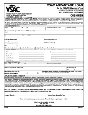 VSAC Advantage Loan Application/Credit Agreement