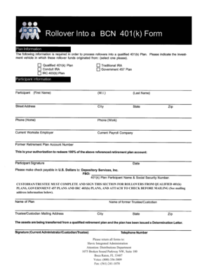 401(k) Rollover Form