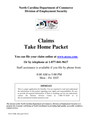 North Carolina Unemployment Insurance Claim Form