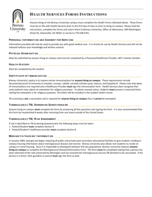 Brenau University Health Forms