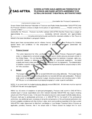 Photographer contract template - View Ultra-Low Budget Agreement - SAGindie - sagindie