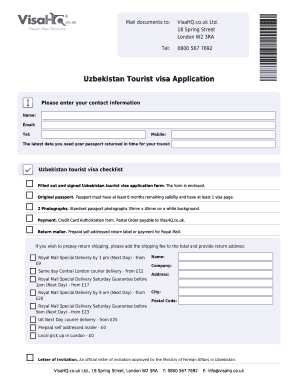 Uzbekistan Tourist Visa Application