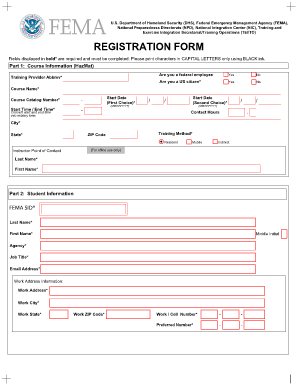 FEMA HazMat Training Registration Form