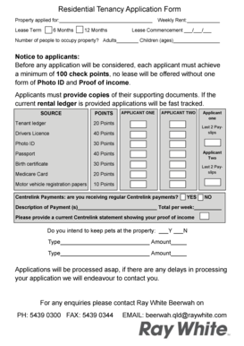 Residential Tenancy Application Form