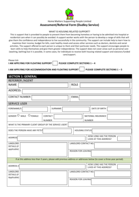 Housing Related Support Assessment Form