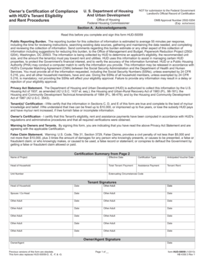 HUD-50059 Owner’s Certification of Compliance