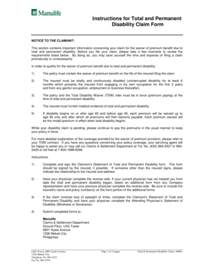 Total and Permanent Disability Claim Form