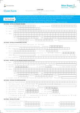 Max Bupa Health Insurance Claim Form