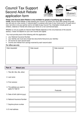Second Adult Rebate Application Form