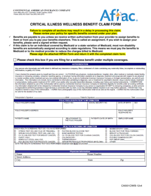 Critical Illness Wellness Benefit Claim Form