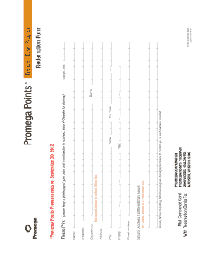 Promega Points Program Redemption Form