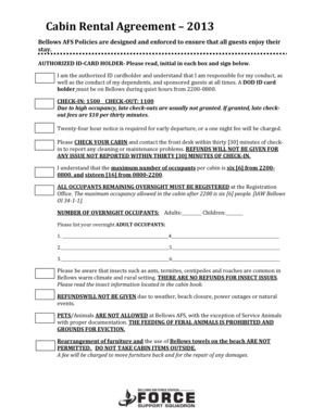 Cabin Rental Agreement
