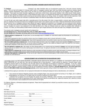 Background Check Disclosure and Authorization