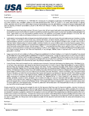 USA Water Ski Waiver and Release of Liability