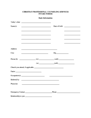 Christian Counseling Intake Form