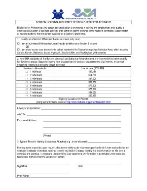 Boston Housing Authority Section 3 Resident Affidavit