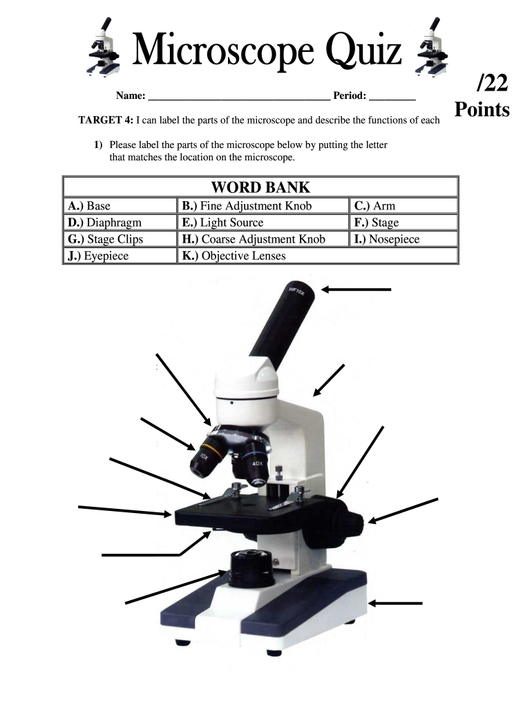 Label The Image Of A Compound Light Microscope Using The Terms Pertaining To Microscope Parts And Use Worksheet
