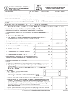 Missouri Corporation Franchise Tax Schedule MO-FT