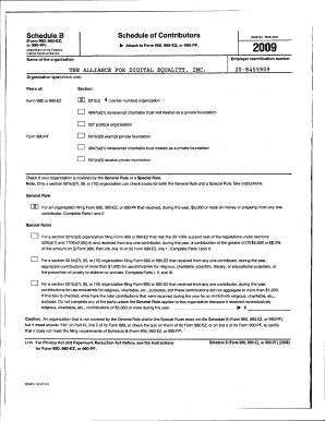 Schedule B Form 990 Contributors List