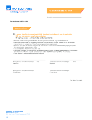 Annuity Account Value Increase Acceptance Form