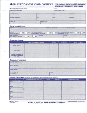 Employment Application Form