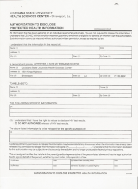 Louisiana HIPAA Authorization Form
