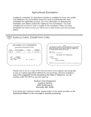 Fillable Online OK - Agricultural Exemption Form - Kotulas Fax Email ...