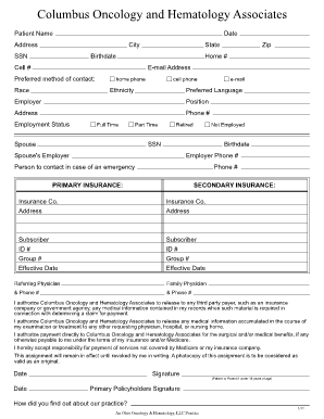 Patient Information and Authorization Form