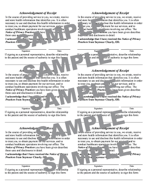 Acknowledgement of Receipt for Notice of Privacy Practices