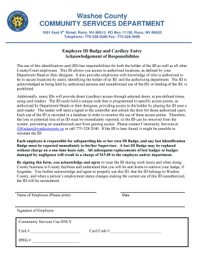 ID Badge - Acknowledgement and Issuance Form - Washoe County ... - washoecounty