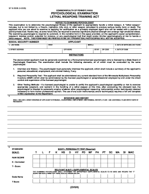 Pennsylvania Psychological Examination for Lethal Weapons Training