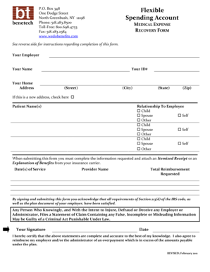 Flexible Spending Account Medical Expense Recovery Form