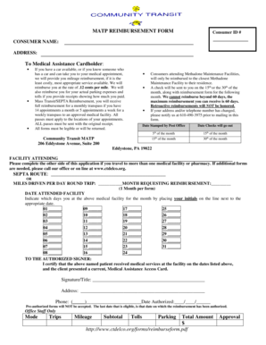 Mileage Reimbursement Form - Community Transit