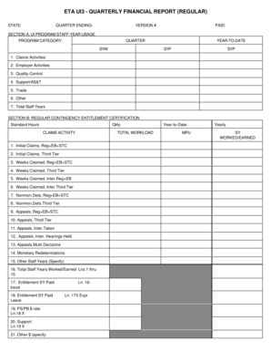 ETA UI3 Quarterly Financial Report