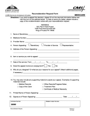 Medicare Reconsideration Request Form