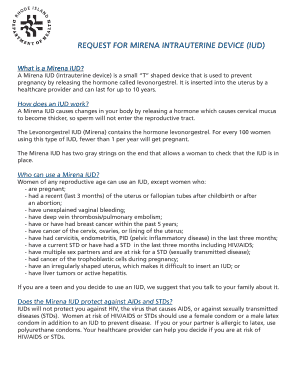Request for Mirena IUD