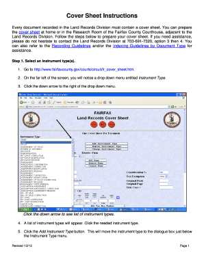Fairfax County Land Records Cover Sheet