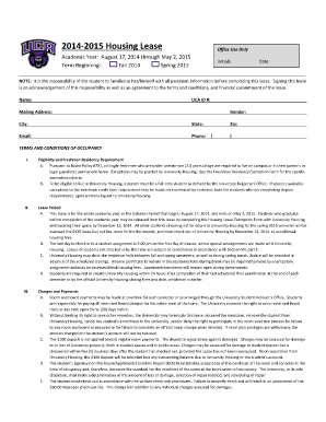2014-2015 University Housing Lease