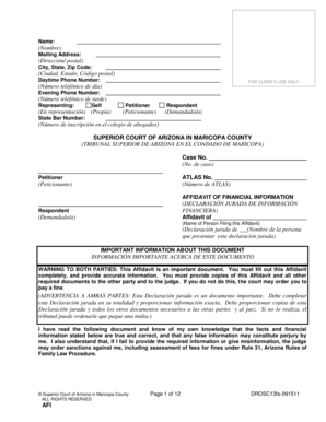 Arizona Affidavit of Financial Information