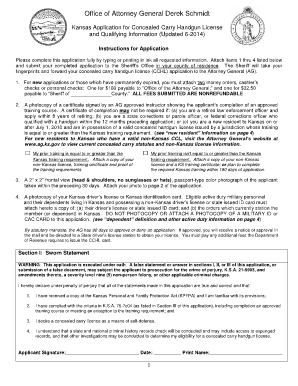 Kansas Concealed Carry Handgun License Application
