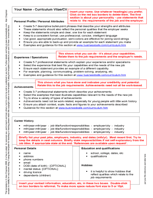 Sample of cv for job application pdf - Free CV Template - Businessballs