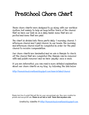 Preschool Chore Chart
