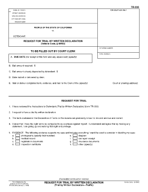 California Request for Trial by Written Declaration