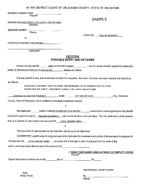 Forcible Entry and Detainer Petition