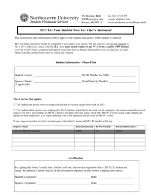 2013 Student Non-Tax Filer's Statement